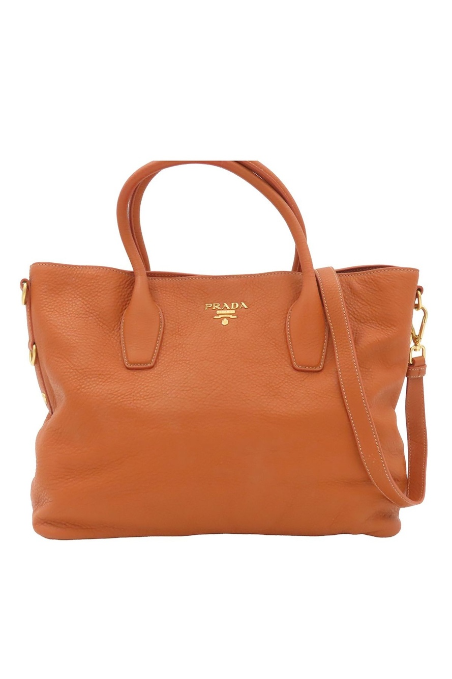 Prada Tote 2-Way Shoulder Orange Leather